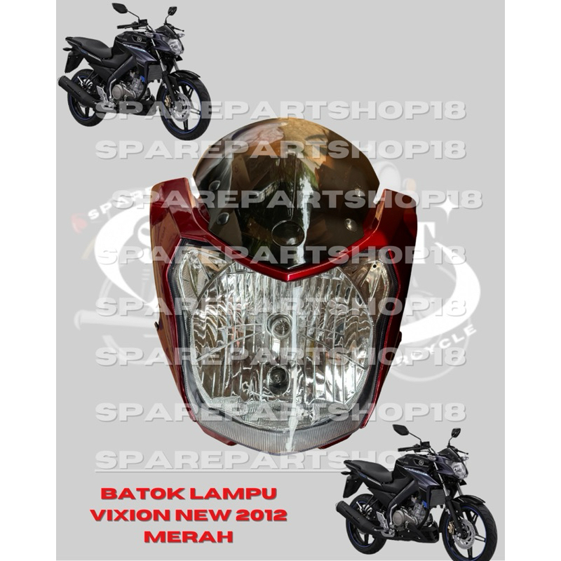 Headlamp Lampu Depan Vixion Batok Reflektor Set Vixion New 2012 Kedok Vixion New 2012 Warna Merah