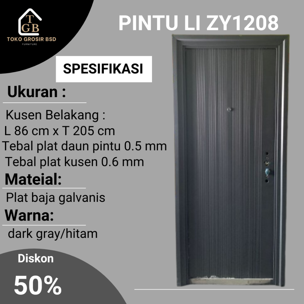 Set Pintu Utama  Pintu Kamar Tidur  Pintu Lubang Intip Pintu ZY1208 Pintu Baja Lengkap dengan Kusen 