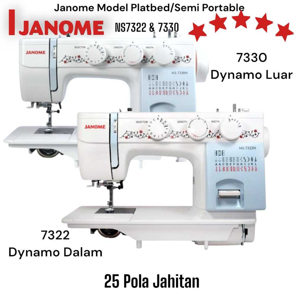 Mesin Jahit - Janome 25 Pola Jahitan - Janome model NS 7322n, NS 7330