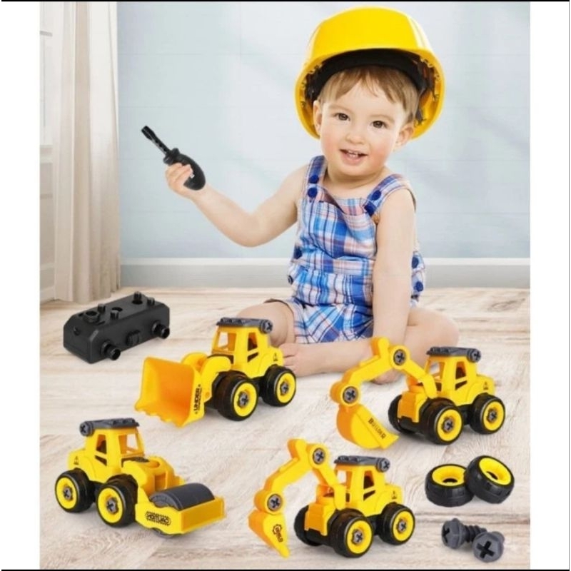 mainan kendaraan bongkar pasang DIY