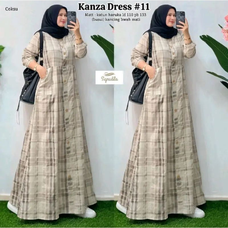 KANZA DRESS #11 GAMIS KATUN HARUKA MOTIF KOTAK