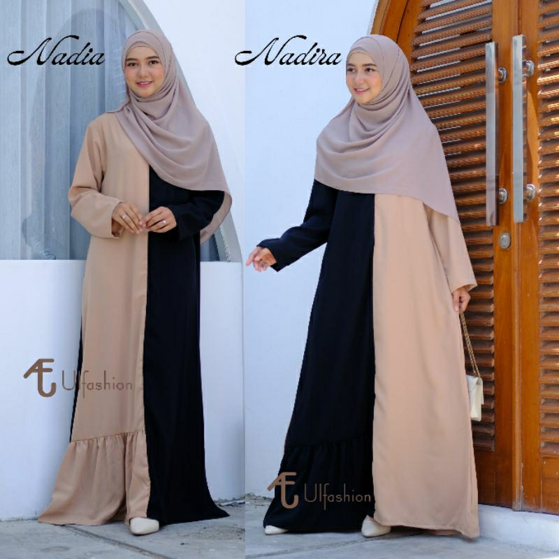 Gamis Abaya Turki Wanita Abaya Hitam Kombinasi Warna Bahan Wolpeach Luxury By Ulfashion