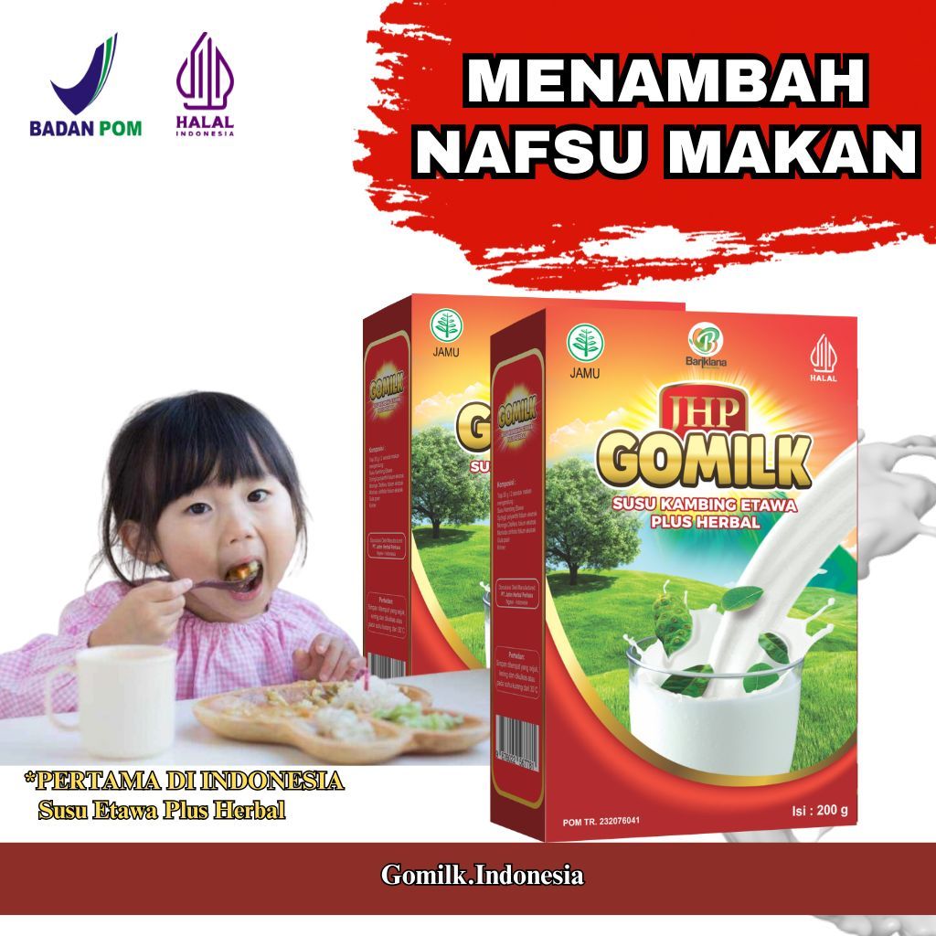 

Gomilk Susu Kambing Etawa Bubuk Plus Herbal Penambah Nafsu Makan 200 Gr