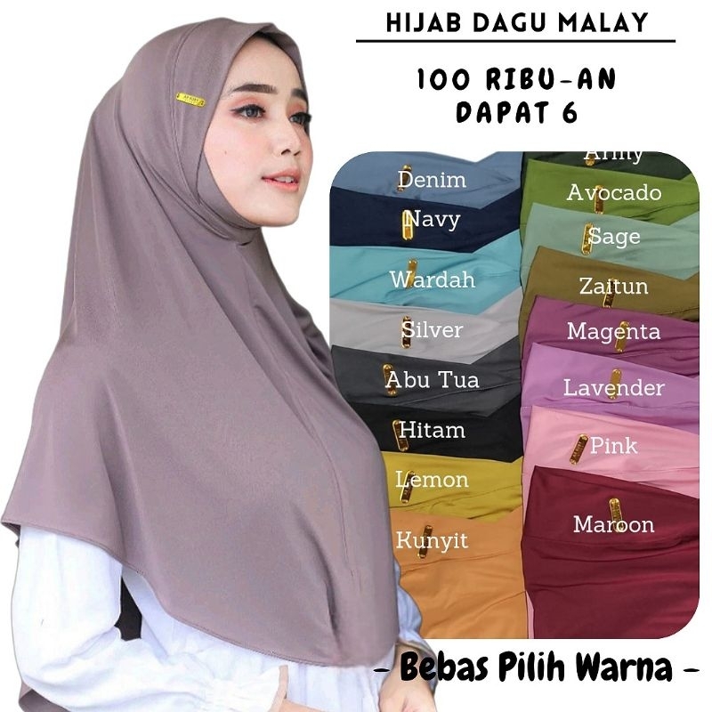 ( 100 Ribu-an Dapat 6 ) Hijab Dagu Malay Label Akrilik Softpad size L
