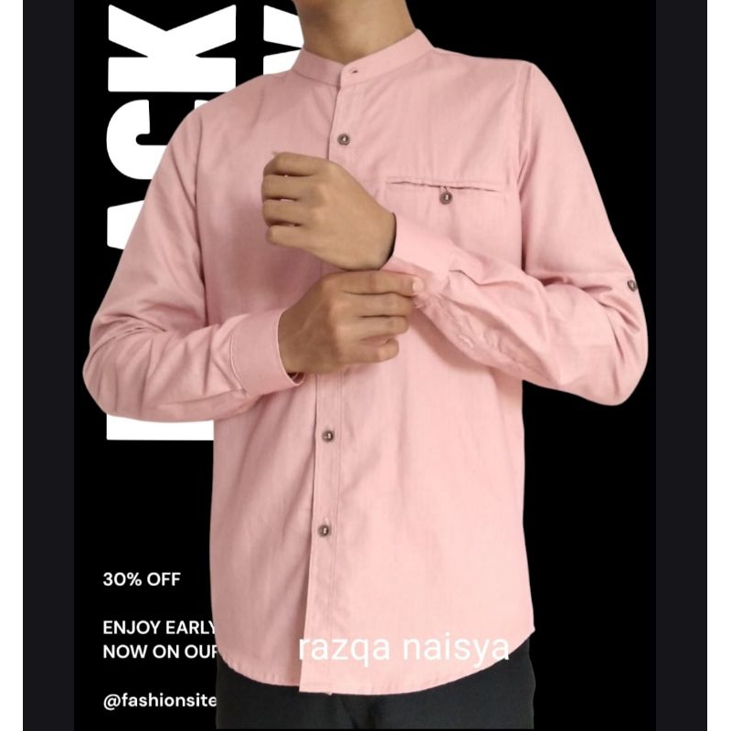 Kemeja koko pria panjang dusty pink /New Kemko panjang dusty pink