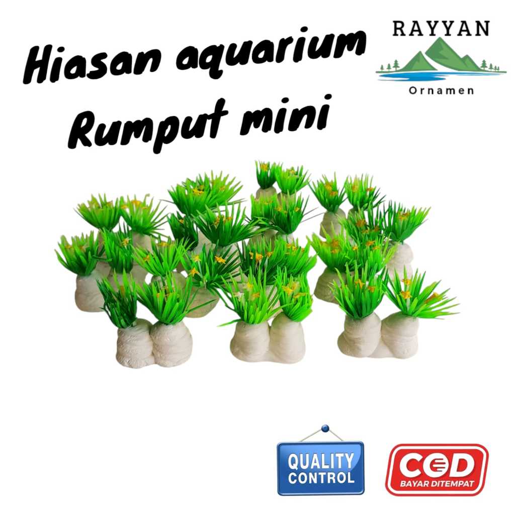 Hiasan ornamen dekorasi dan accessories aquarium rumput mini