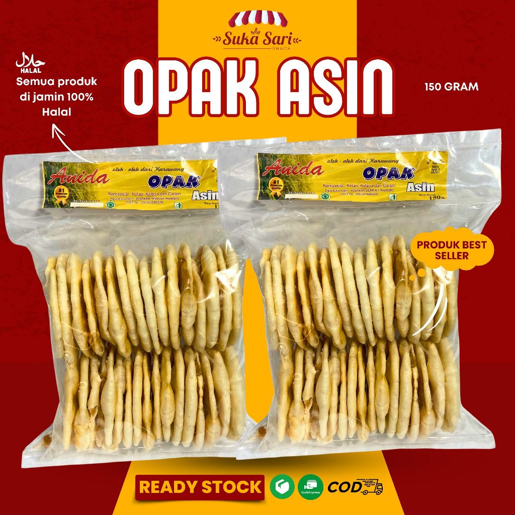 

Keripik Opak Singkong Asin | Snack Cemilan Oleh-Oleh Bandung | Sukasari Snack