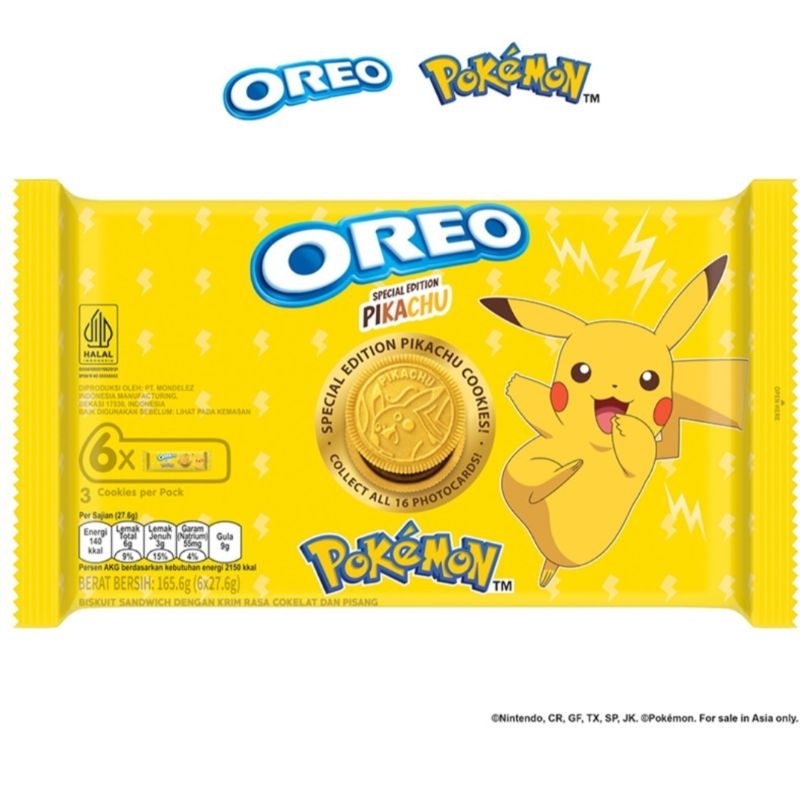 

OREO POKEMON BISKUIT SANDWICH CHOCOLATE & BANANA CREAM 6 X 27,6 GRAM