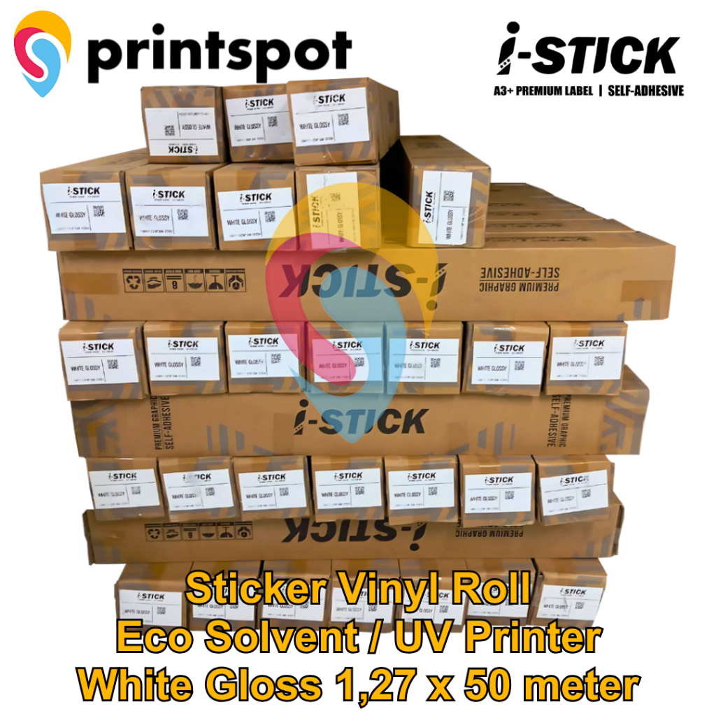 

i Stick Sticker Roll VP68WX Stiker Vinyl Digital Print Eco Solvent / UV Printing / Latex - Indoor/Outdoor 1.27 m x 50 m - Roll