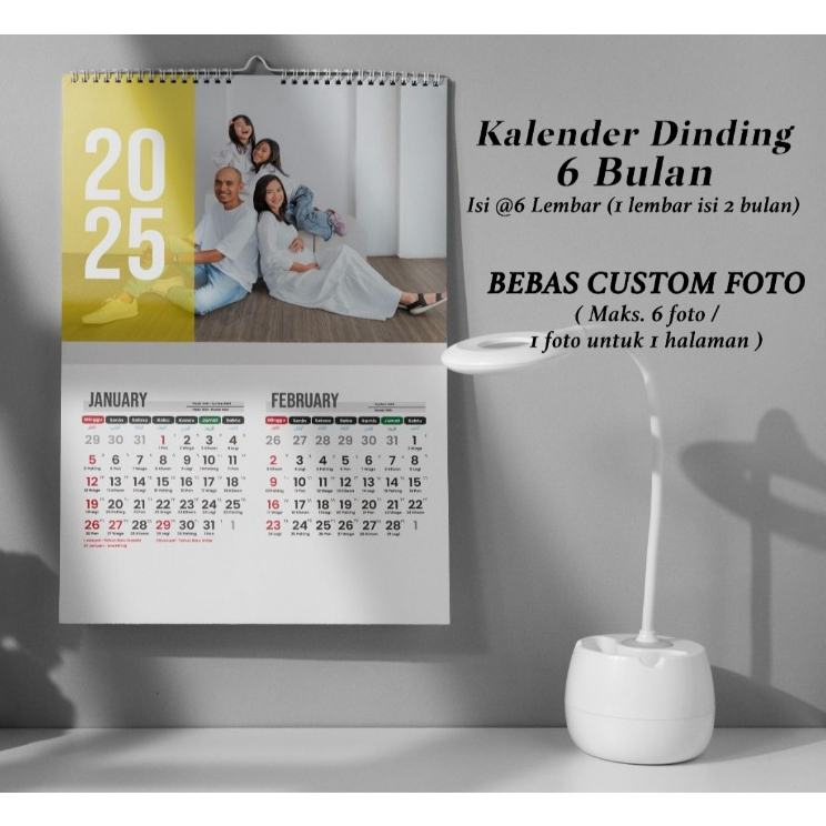 

Custom Kalender Dinding 12 bulan 6 Lembar Bisa Custom Foto / Design Aesthetic & Desain Natal / Kalender 2025 Custom Foto