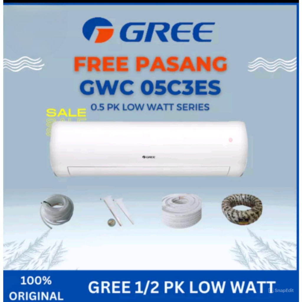 AC GREE 1/2 PK LOW WATT GWC-05C3ES/ AC GREE 0,5 PK LOW WATT+PASANG