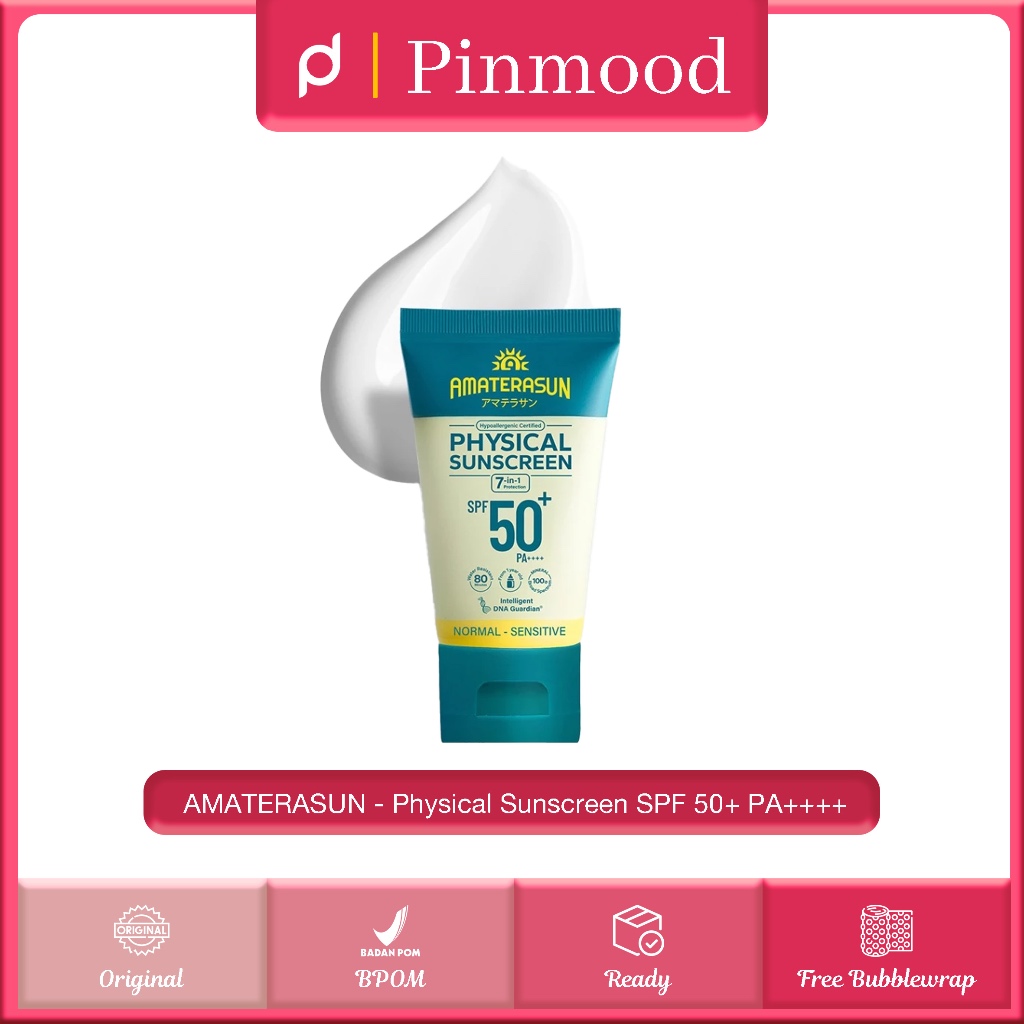 AMATERASUN - PHYSICAL SUNSCREEN SPF 50+ PA++++ ( 30 g ) - 100% Vegan Mineral Sunscreen Diperkaya Den