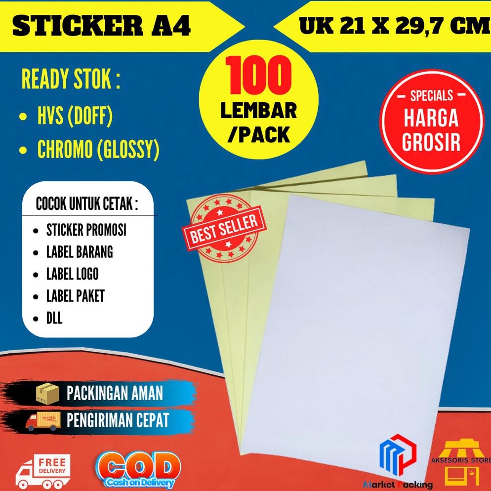 

ART O6K8 STIKER LABEL A4 ISI 1 LEMBAR KERTAS STICKER A4