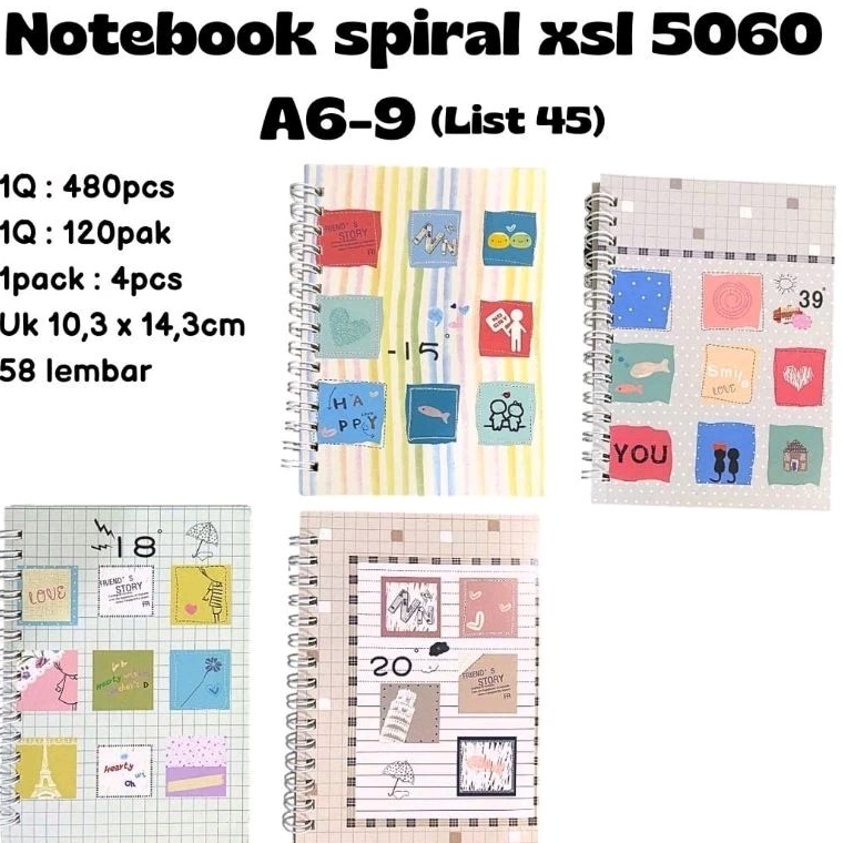 

SQ NoteBook Spiral Xsl 5060/A6-9/Notes Spiral Fancy/Per Pcs