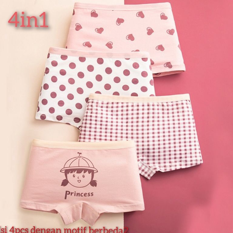 113 tahun4IN1 Celana dalam Boxer anak perempuan Katun Murni g Y2X7