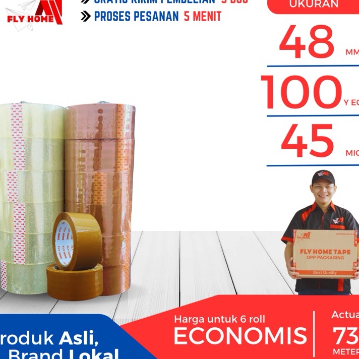 

KF7 FLYHOME Lakban coklat 1 yard 2inci 48mm x 1yard 6 roll ECO