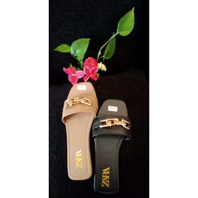 queen Sandal Flat Zara teplek Rantai slop
