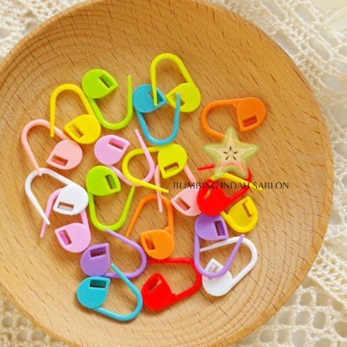 Penanda Rajut Kemiti Plastic SATUAN RANDOM Warna Mukena Tebal Jilbab Rainbow Bahan Pin Warni Maker B