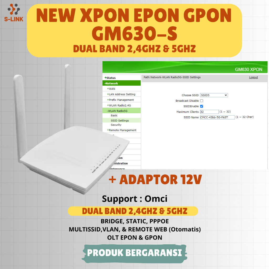 ONU XPON EPON GPON GM630 DUAL BAND ROUTER ONT