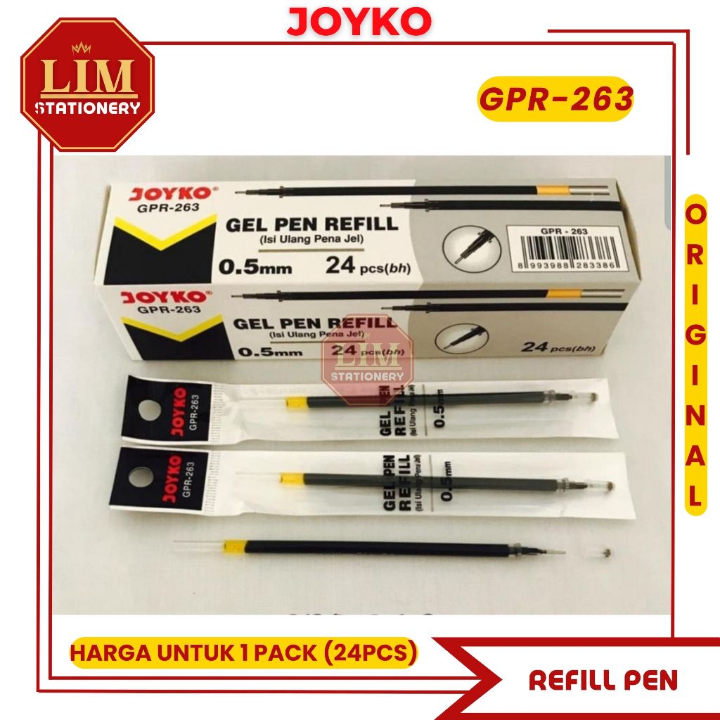 

Refill Pulpen Joyko / Isi Pulpen Gel Joyko GPR-263 ( 1PACK/24PCS )