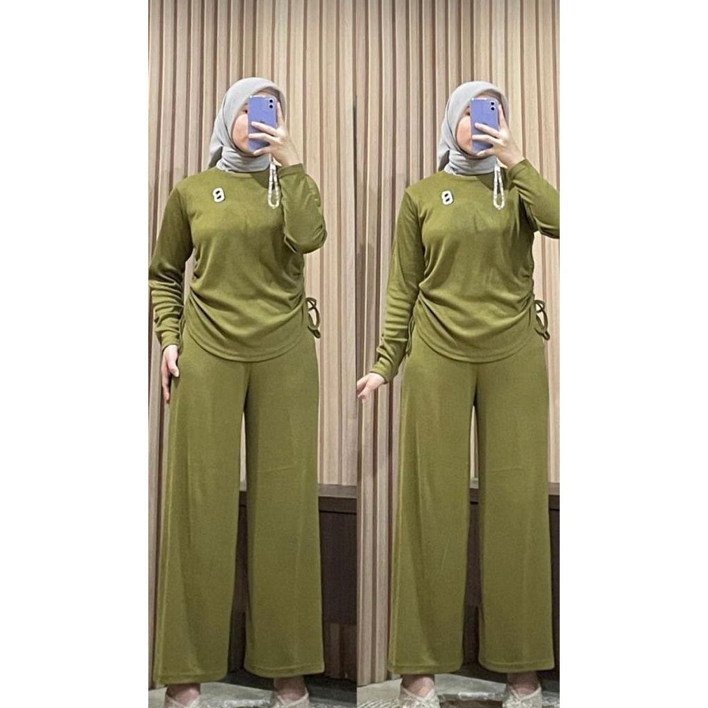 Setelan Knit Serut / One Set Serut Tali Knit / Setelan Serut Wanita One Set Knit Premium