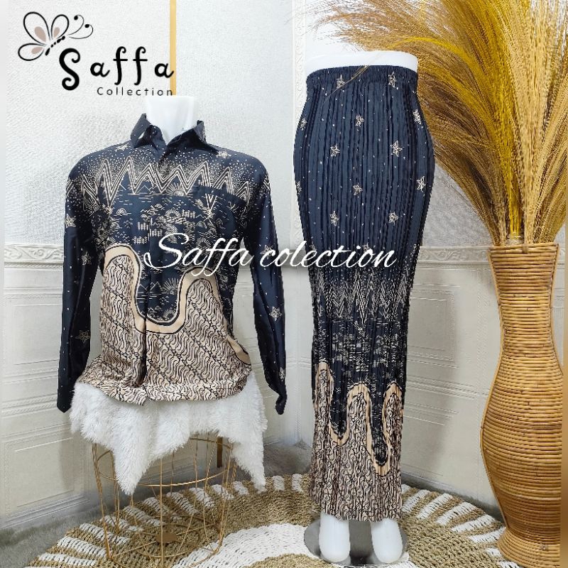 SET COUPLE KEMEJA BATIK ROK PLISKET / COUPLE BATIK / KEMEJA BATIK COUPLE ROK / COUPLE