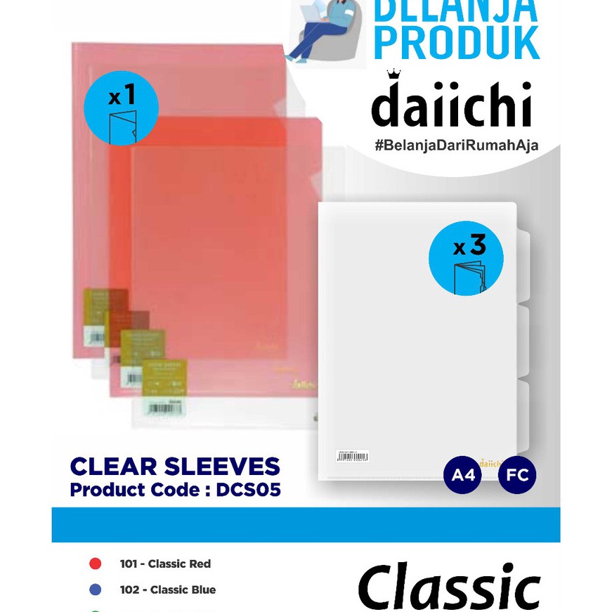 

Ekstra Map L Daiichi Clear Sleeve A4 Folio 1pak isi 12