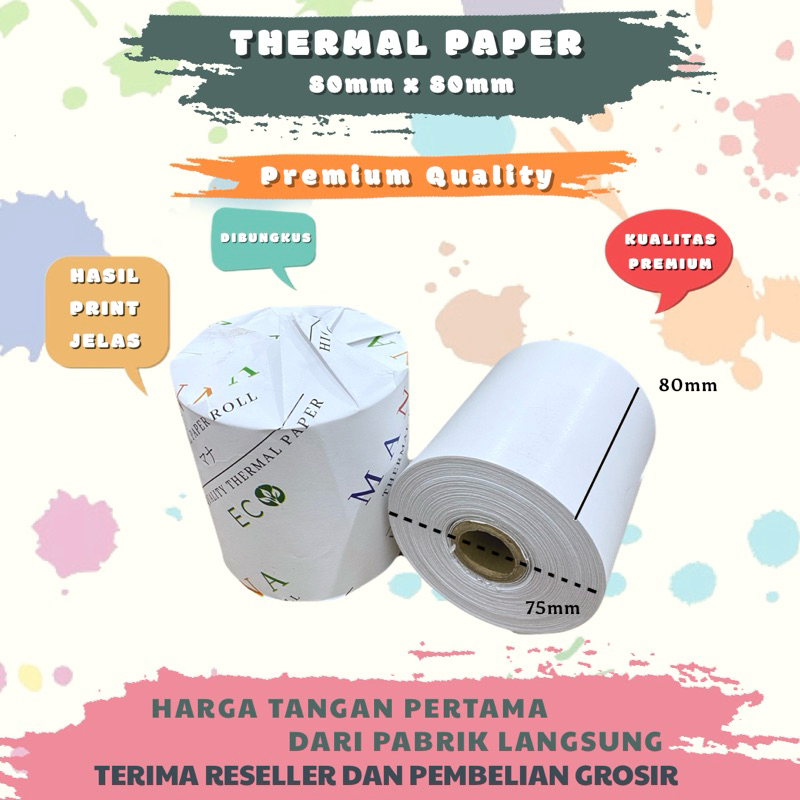 

Kertas Kasir Thermal Paper 80x80 TEMBUSAN DIJAMIN JELAS merk MANNA PREMIUM QUALITY