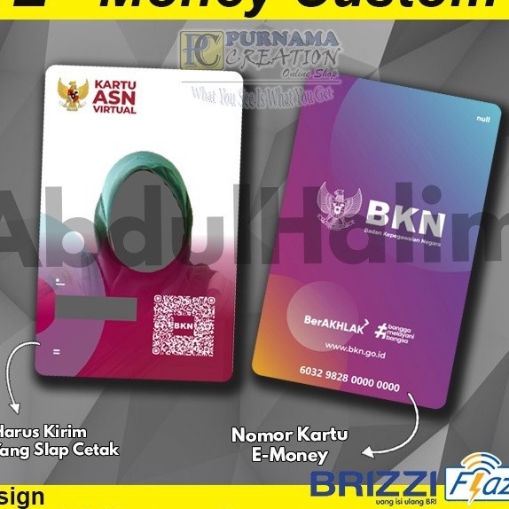 

Terbatas Cetak id card Kartu ASN Virtual BKN bisa etoll bisa NFC Proses 1