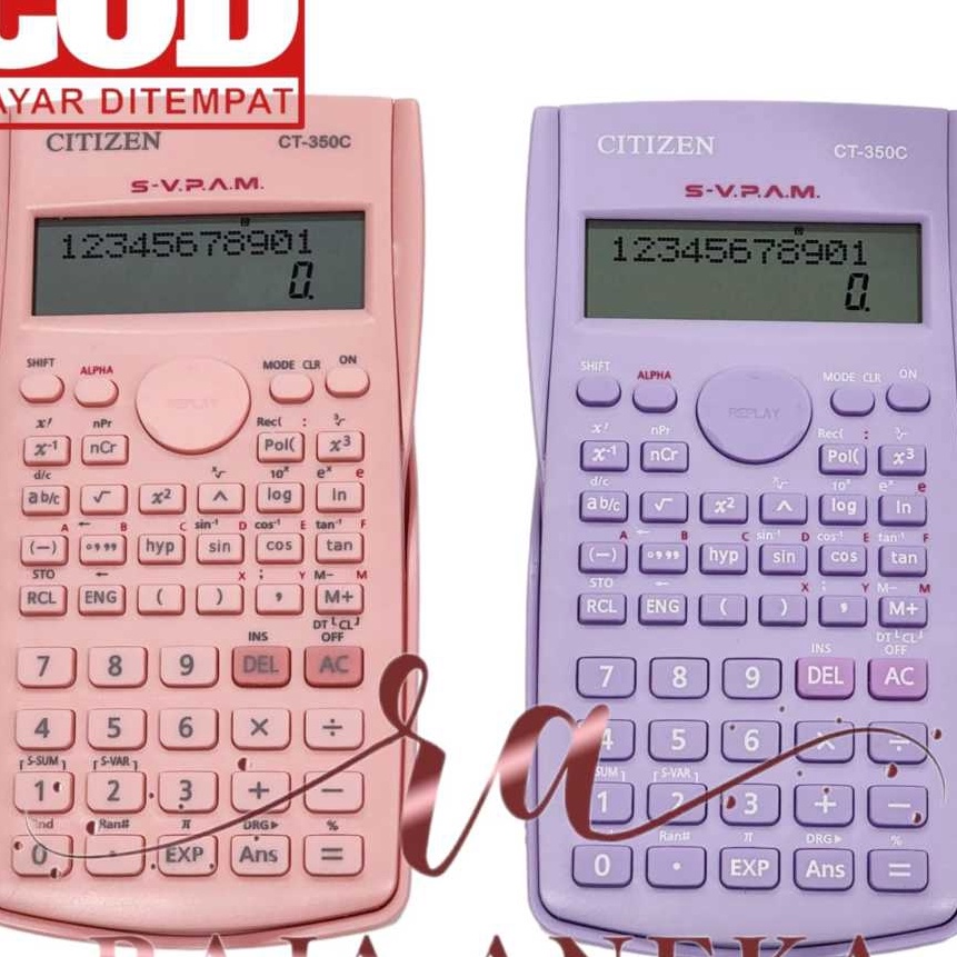 

KP8 Calculator Scientific CITIZEN CT35C pink ungu pastel lilac Kalkulator anak sekolah tronometri sin cos tan ct 35 c Warna Cantik Menarik