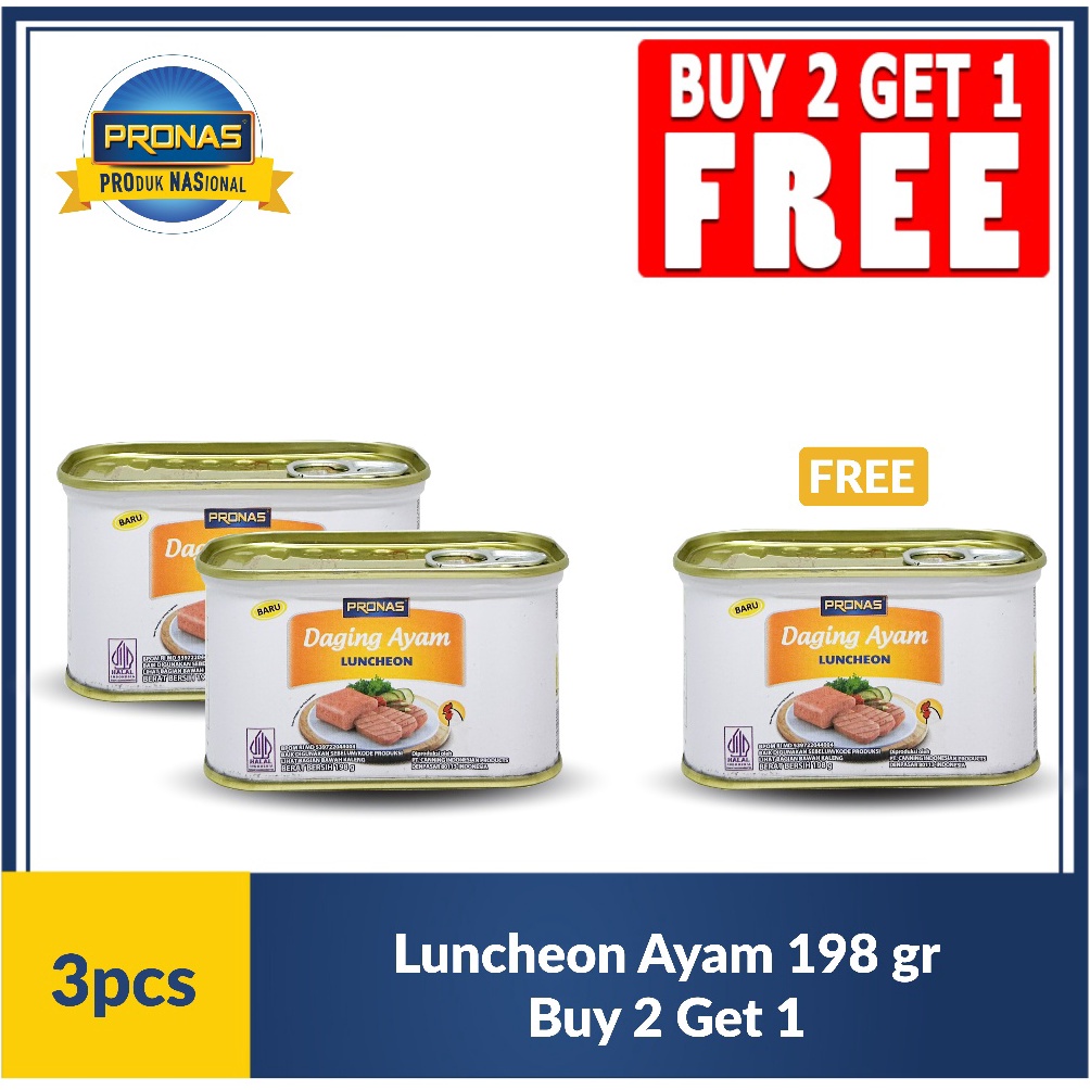 

Spesial disini BUY 2 GET 1 Pronas Luncheon Ayam 198 g Buy 2 Get 1