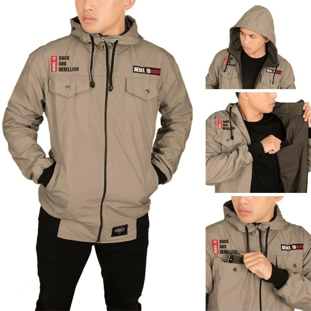 TERLARIS  AKN Jaket Semi Parka Taslan Original Rebel  Jaket parka  Jaket Motor BisaCOD KODE C5N7