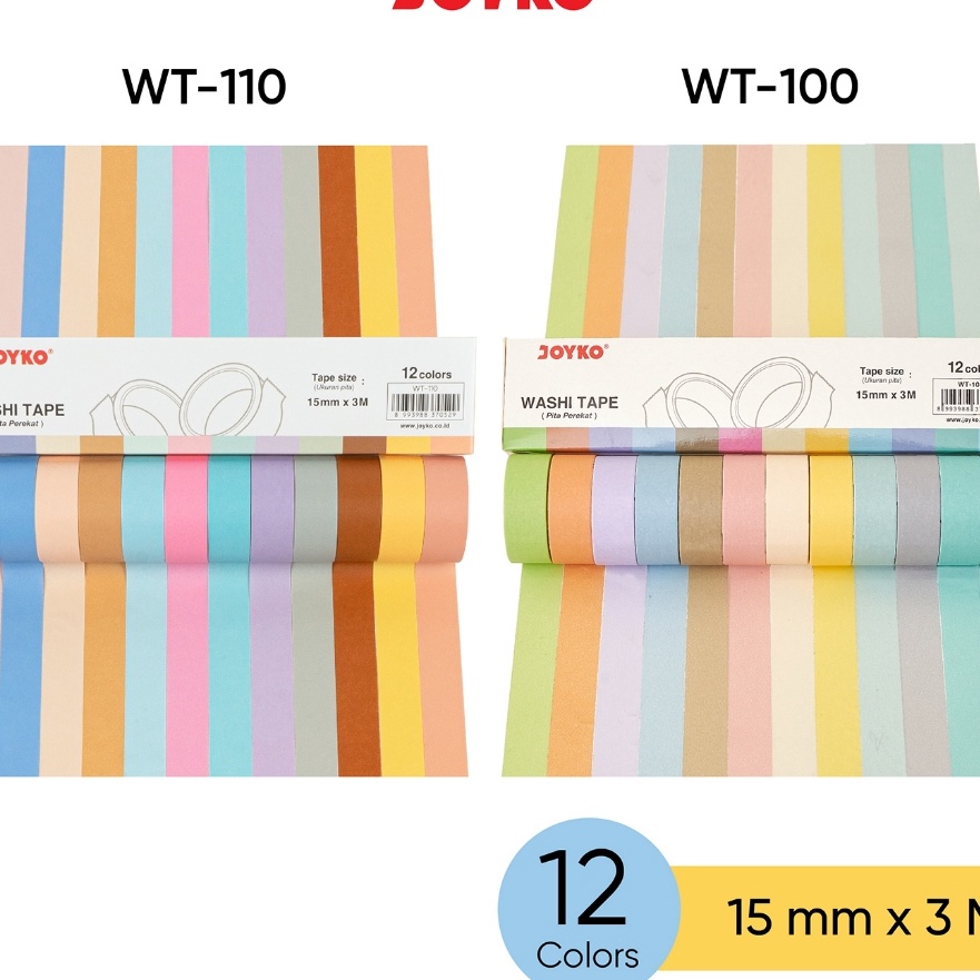 

Gila Washi Tape Pita Perekat Selotip Kes Warna Joyko WT111 15 mm x 3 M
