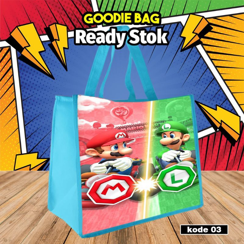 

LANCAR 10Pcs | tas kantong makanan snacks | goodie bag karakter SUPER MARIO katalog 03 | tas ultah | kantong