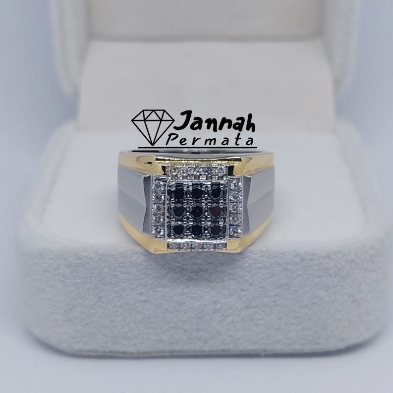 Cincin Berlian Pria Fashion Natural Berlian Eropa Berlian Hitam Diamond Intan Perak Murah