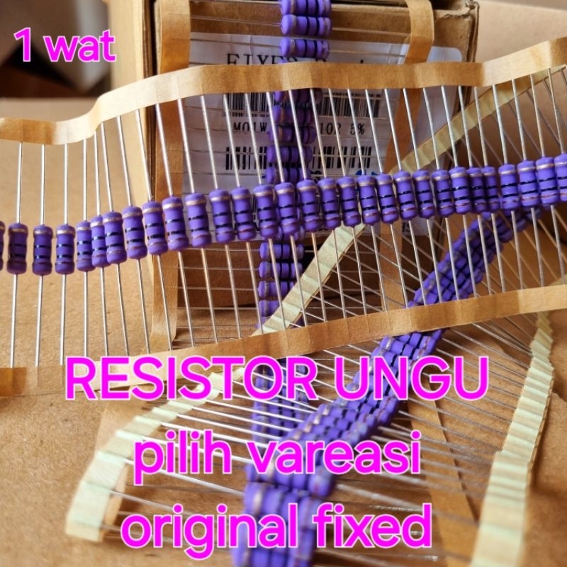 resistor 1wat 1r5 2r2 3r3 4r7 5r1 47r 10r 33r 22r 75r 100r 150r 220r 470r 2k 12k 33k 200r 100k ungu 