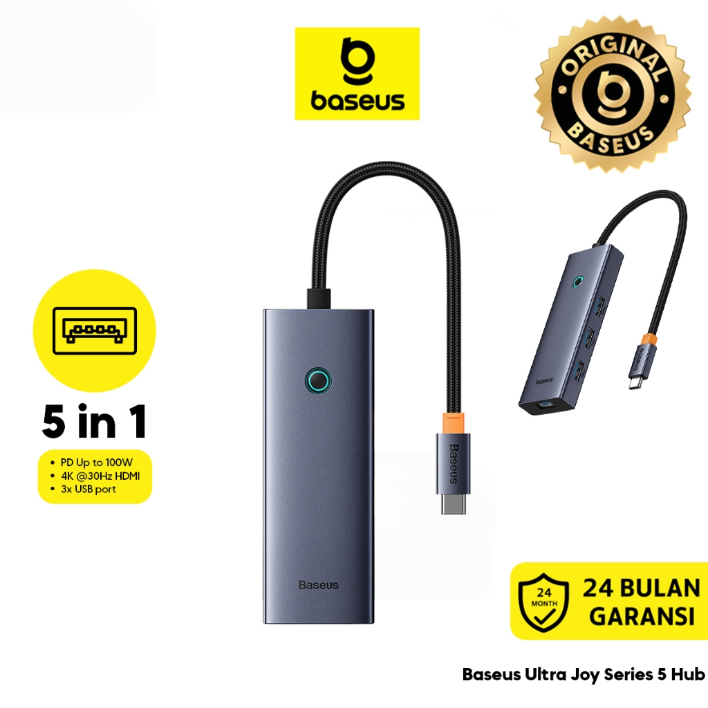 Baseus UltraJoy Series 5-Port USB HUB Docking Station（Type-C to HDMI4K@30Hz*1+USB 3.0*3+PD*1）