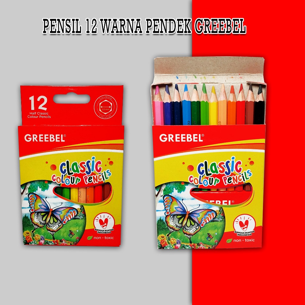 

pensil 12 warna pendek greebel / 1 set