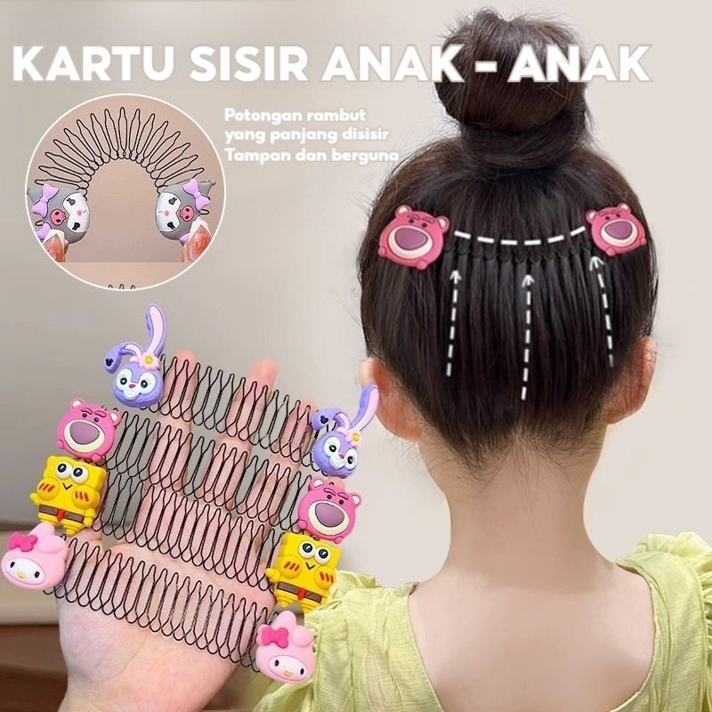 Sirkam Rambut Anak Motif Kartun Jepit Sanggul Korea