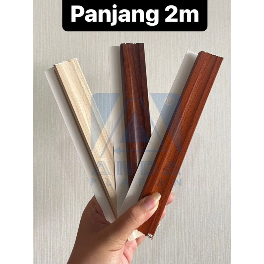 Lis Tutup 2m Plafon PVC Lis U Plafon PVC Panjang 2m Motif Kayu Laminate