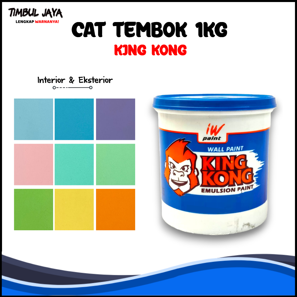 Cat Tembok 1 Kg Kingkong BANYAK WARNA / cat tembok putih / cat tembok cream / cat tembok 1 kg kaleng