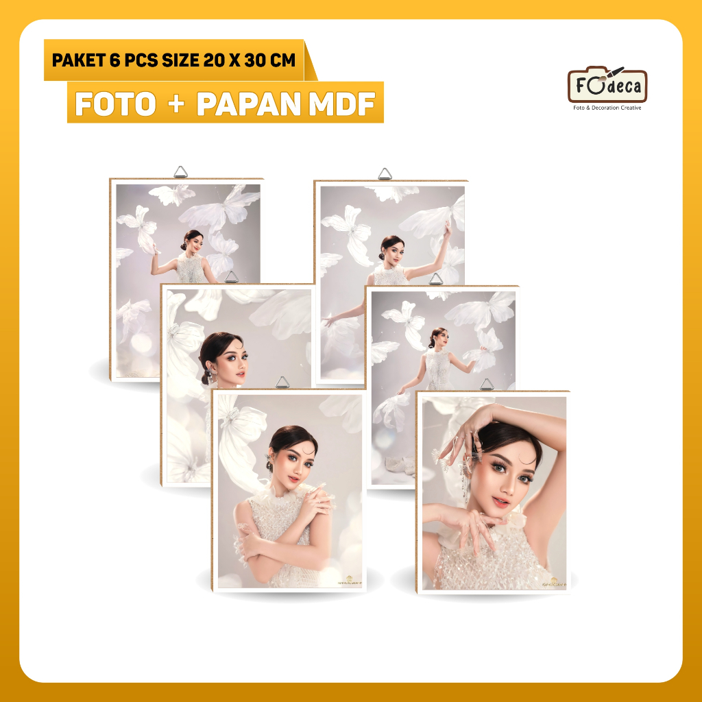 [Paket Hemat 6 Foto] Cetak Foto + Bingkai MDF 20x30 Cm | Cuci Foto Bingkai | Cetak Foto Bingkai