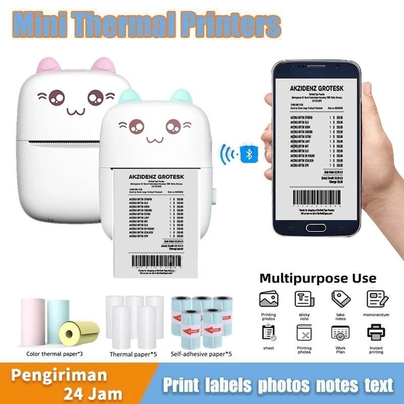 Printer Bluetooth Mini/ Printer Thermal Bluetooth/57mm Sticker Foto Kertas Printer Thermal Printer L