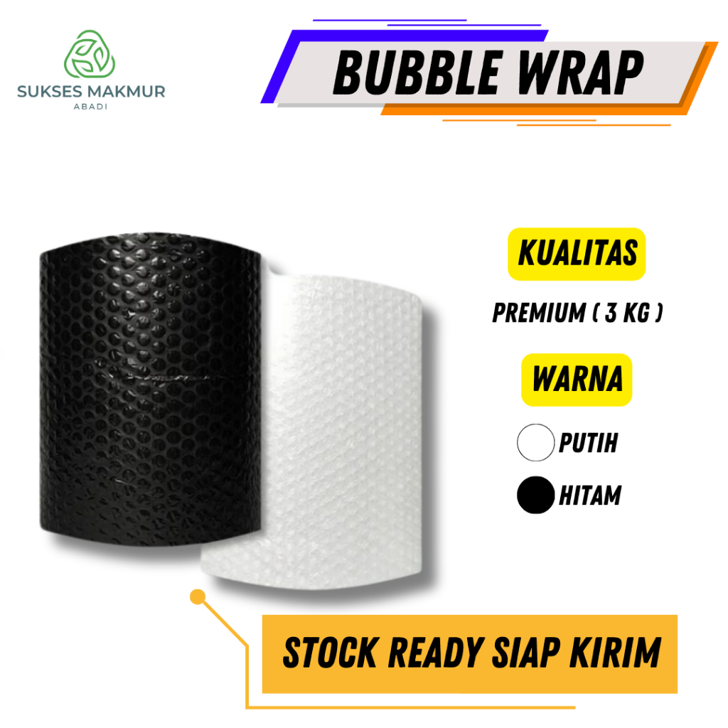 

BUBBLE WRAP 10M X 40CM TEBAL, READY WARNA HITAM & PUTIH