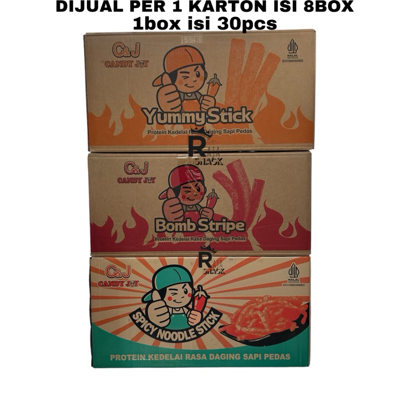 

1 KARTON C&J LATIAO YUMMY STICK / BOMB STRIPE / SPICY NOODLE STICK ISI 8 BOX