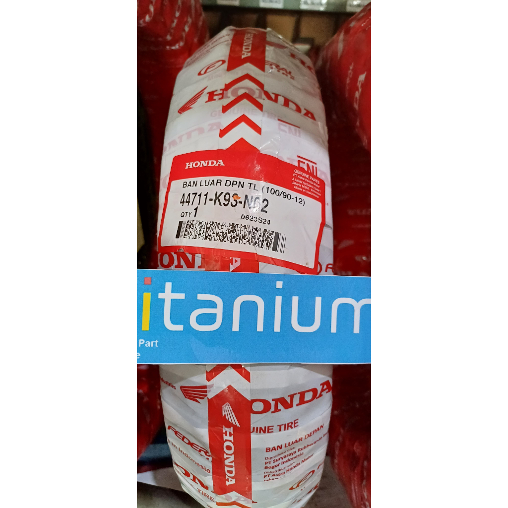 44711-K93-N02 HGP AHM 100% ORIGINAL BAN LUAR SCOOPY FI 100/90-12 K93 TUBELES BAN DEPAN SCOOPY Ring12