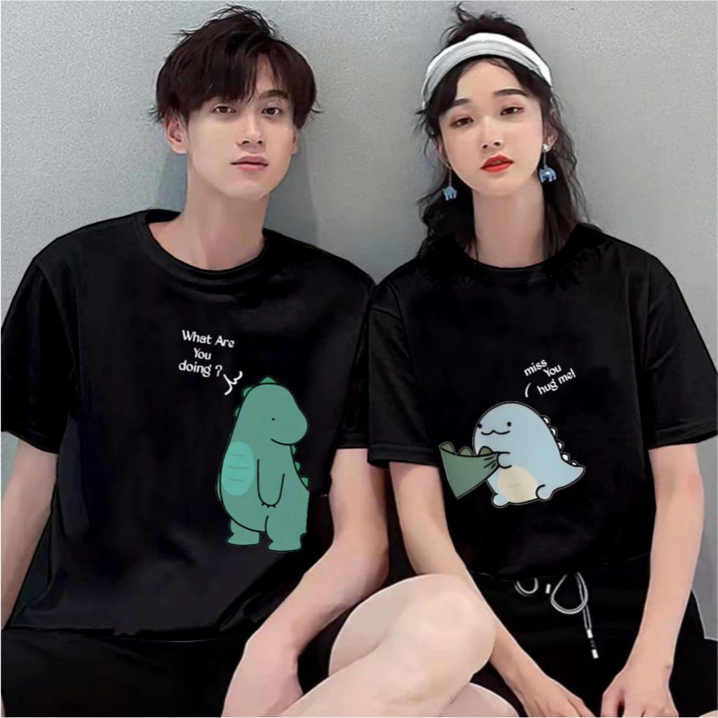 Baju Kaos Couple Pasangan Dino Viral Pria Wanita Dewasa / Kaos Kapelan Cowok Cewek Kekinian