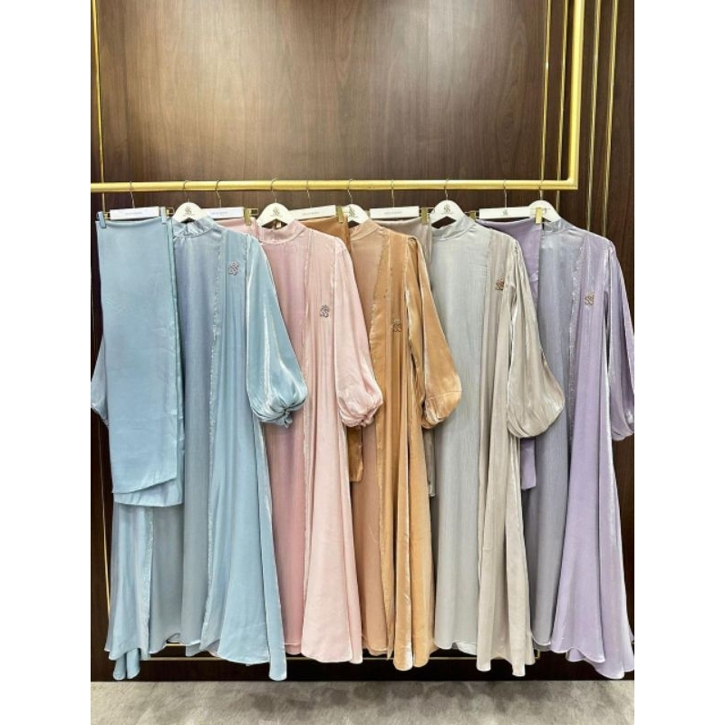 Shellasaukia Abaya Shimmer Set Hijab Premium Terbaru Shellasaukiashop Gamis Syari Wanita Cantik Mewa