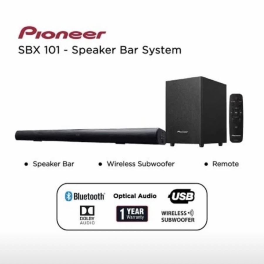 Speaker Sound Bar Pioneer SBX-101 Subwoofer / Speaker Bar Sound System Soundbar Pioneer SBX101