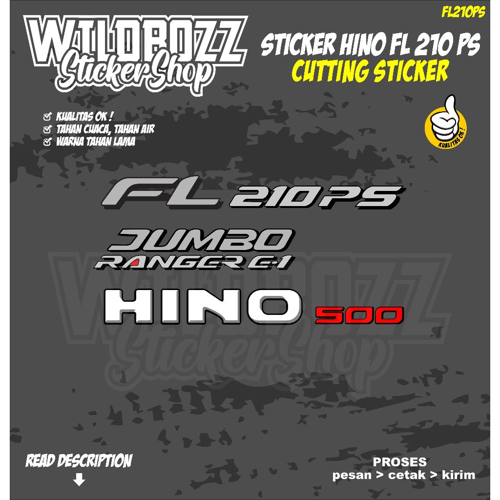 sticker HINO seri FL 210 PS 1 set
